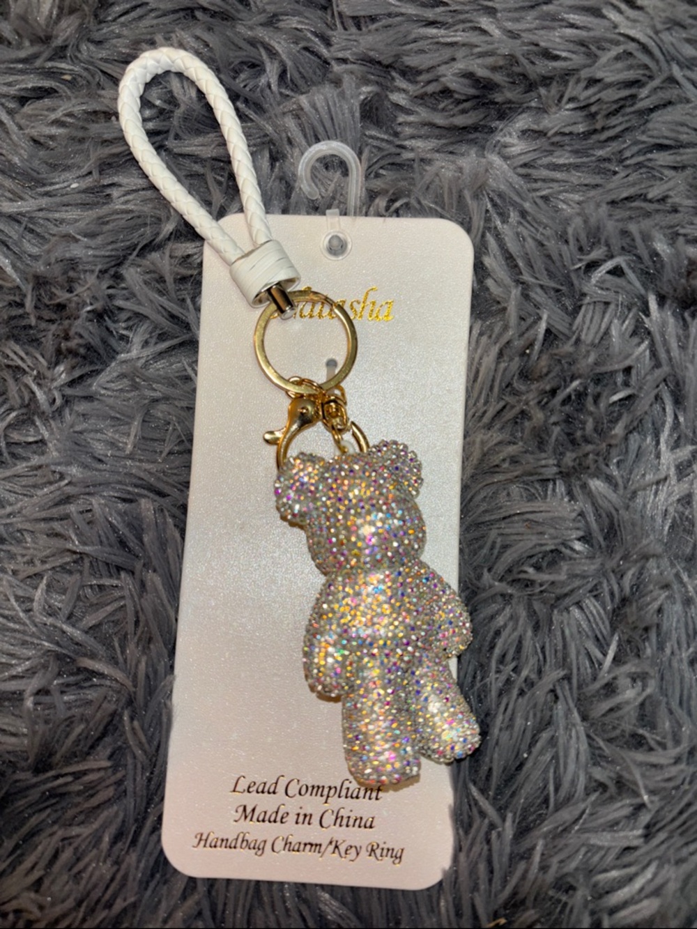 Sparkling Iridescent Teddy Bear Keychain or bag charm - Accessories